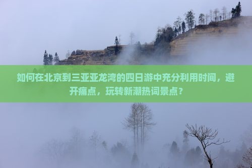 如何在北京到三亚亚龙湾的四日游中充分利用时间，避开痛点，玩转新潮热词景点？