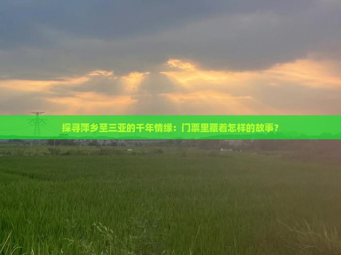 探寻萍乡至三亚的千年情缘：门票里藏着怎样的故事？