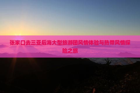 张家口去三亚后海大型旅游团风情体验与热带风情探险之旅