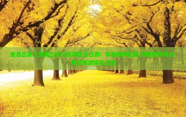 金昌出发三亚南山文化旅游区五日游：探秘佛教圣地·领略热带风光·畅享海滨休闲之旅