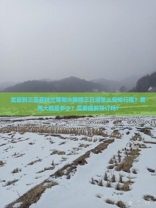 龙岩到三亚亚特兰蒂斯水族馆三日游怎么安排行程？费用大概是多少？需要提前预订吗？