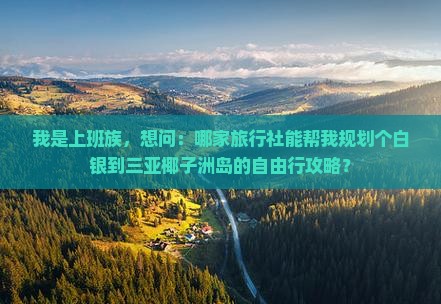 我是上班族，想问：哪家旅行社能帮我规划个白银到三亚椰子洲岛的自由行攻略？