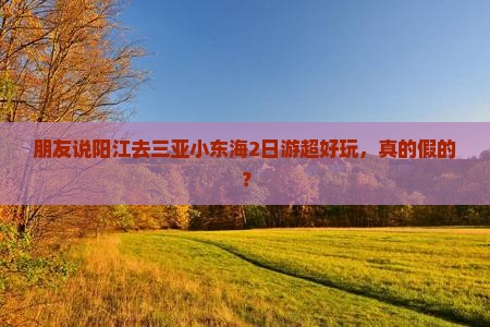 朋友说阳江去三亚小东海2日游超好玩，真的假的？
