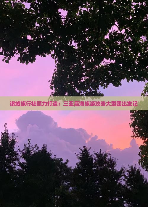 诸城旅行社倾力打造：三亚后海旅游攻略大型团出发记
