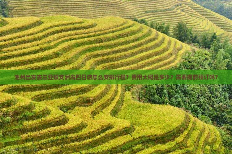 池州出发去三亚蜈支洲岛四日游怎么安排行程？费用大概是多少？需要提前预订吗？