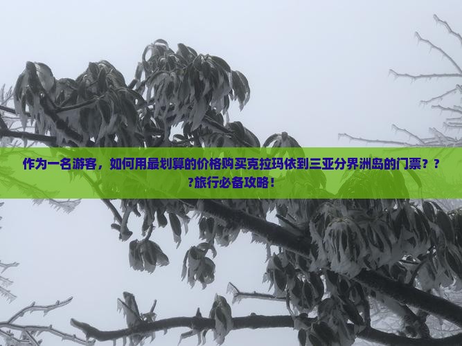 作为一名游客，如何用最划算的价格购买克拉玛依到三亚分界洲岛的门票？??旅行必备攻略！
