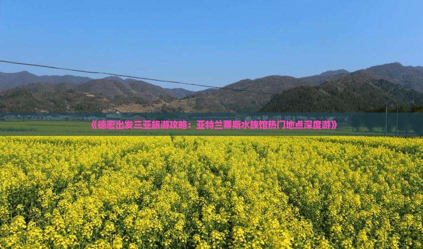 《德宏出发三亚旅游攻略：亚特兰蒂斯水族馆热门地点深度游》