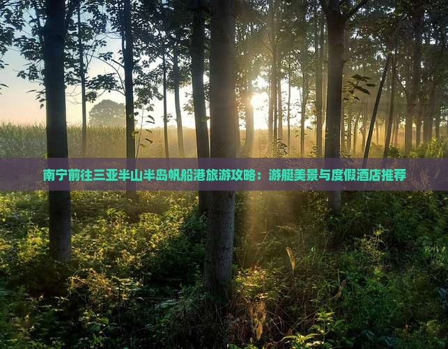 南宁前往三亚半山半岛帆船港旅游攻略：游艇美景与度假酒店推荐