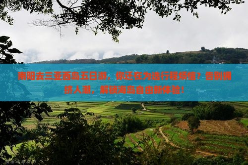 南阳去三亚西岛五日游