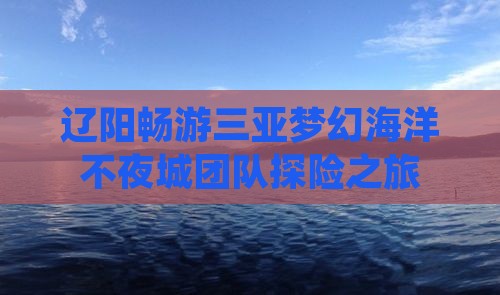 辽阳畅游三亚梦幻海洋不夜城团队探险之旅
