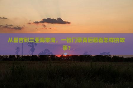 从昌吉到三亚海棠湾，一张门票背后藏着怎样的故事？