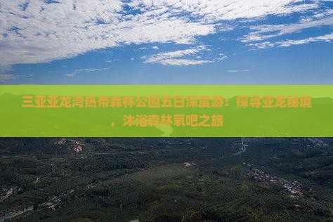 三亚亚龙湾热带森林公园五日深度游：探寻亚龙秘境，沐浴森林氧吧之旅