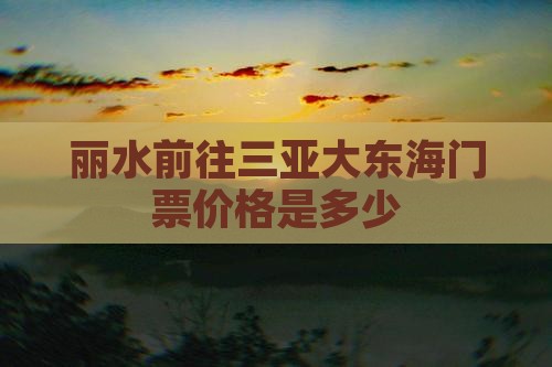 丽水前往三亚大东海门票价格是多少