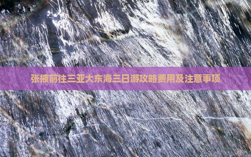 张掖前往三亚大东海三日游攻略费用及注意事项