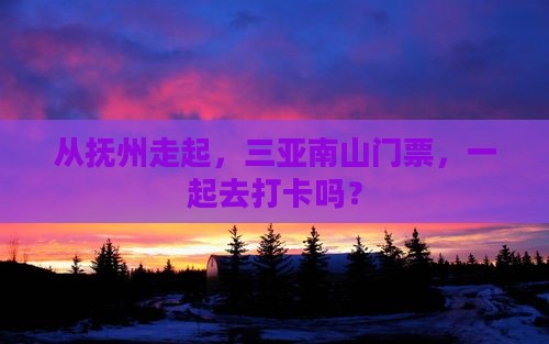 抚州出发三亚南山文化旅游区门票