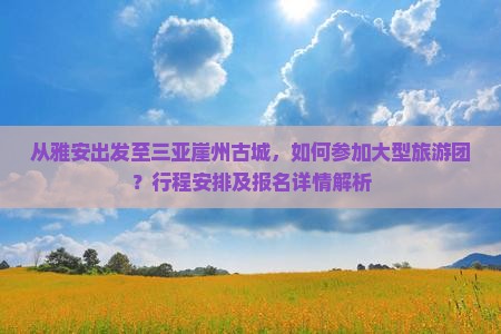 雅安出发三亚崖洲古城大型旅游团