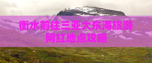 衡水前往三亚大东海旅游网红地点