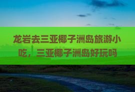 龙岩去三亚椰子洲岛旅游小吃
