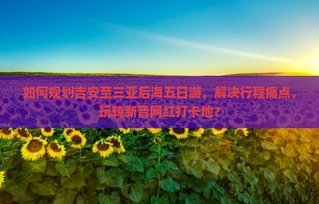 吉安前往三亚后海五日游