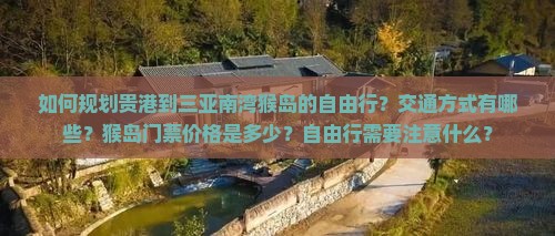 贵港去三亚南湾猴岛自由行
