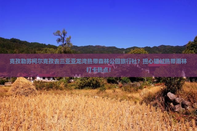 克孜勒苏柯尔克孜出发三亚亚龙湾热带森林公园旅行社
