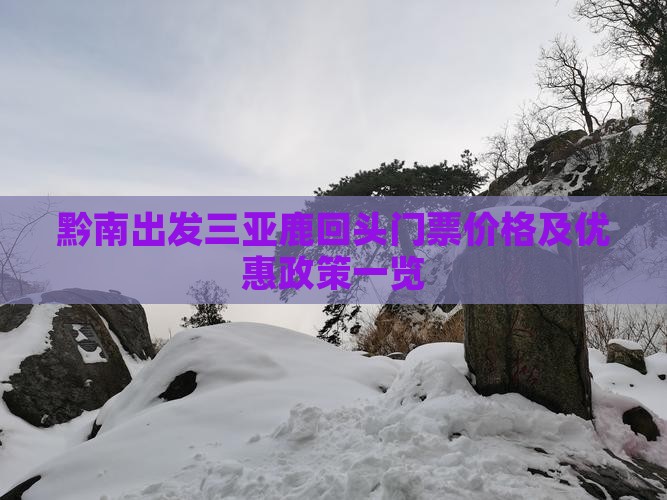 黔南出发三亚鹿回头门票
