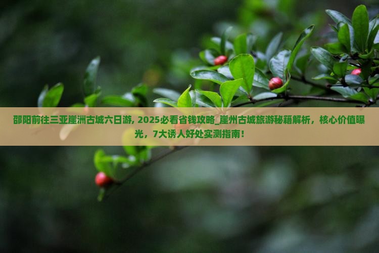 邵阳前往三亚崖洲古城六日游