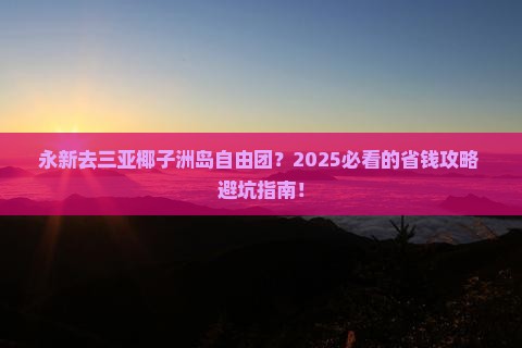永新去三亚椰子洲岛自由团