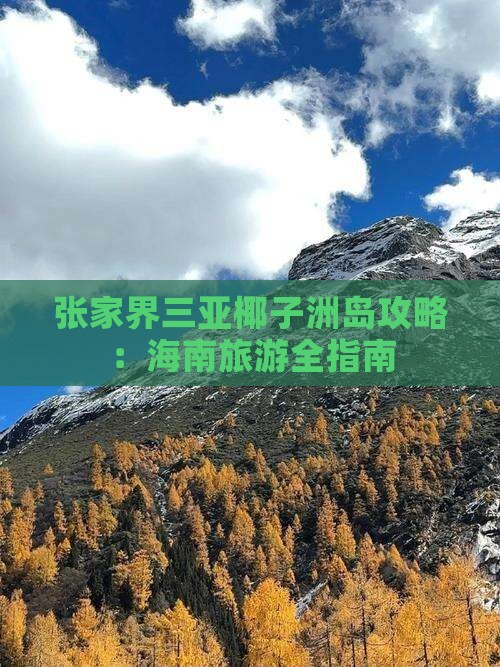 张家界去三亚椰子洲岛攻略