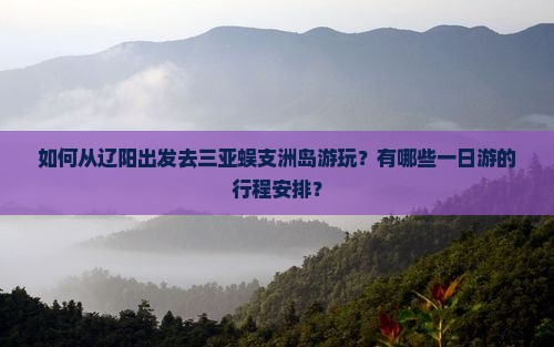 辽阳去三亚蜈支洲岛一日游