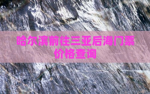 哈尔滨前往三亚后海门票价格查询