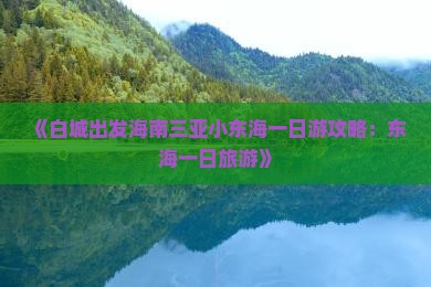《白城出发海南三亚小东海一日游攻略：东海一日旅游》