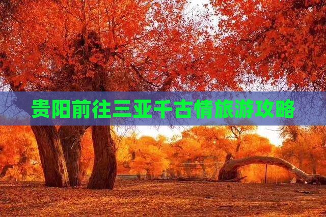 贵阳前往三亚千古情哪里玩