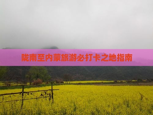 陇南至内蒙旅游必打卡之地指南