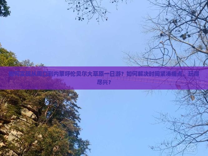 如何实现从周口到内蒙呼伦贝尔大草原一日游？如何解决时间紧凑痛点，玩得尽兴？