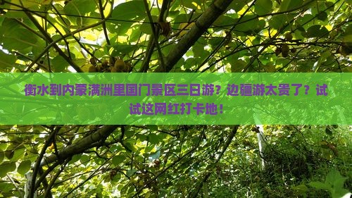 衡水到内蒙满洲里国门景区三日游？边疆游太贵了？试试这网红打卡地！