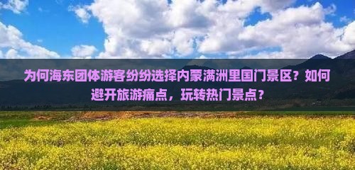 为何海东团体游客纷纷选择内蒙满洲里国门景区？如何避开旅游痛点，玩转热门景点？
