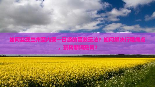如何实现兰州至内蒙一日游的高效玩法？如何解决行程痛点，玩转新词热词？