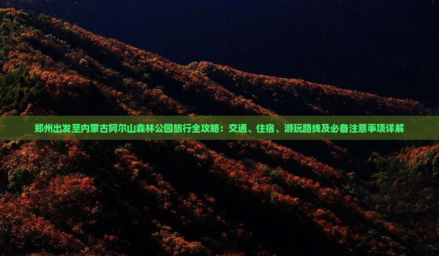 郑州出发至内蒙古阿尔山森林公园旅行全攻略：交通、住宿、游玩路线及必备注意事项详解