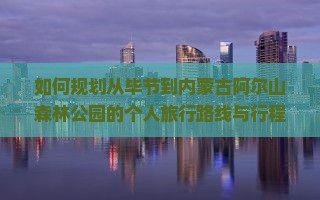 如何规划从毕节到内蒙古阿尔山森林公园的个人旅行路线与行程？