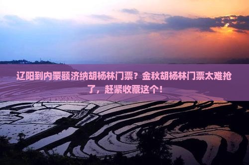 辽阳到内蒙额济纳胡杨林门票？金秋胡杨林门票太难抢了，赶紧收藏这个！