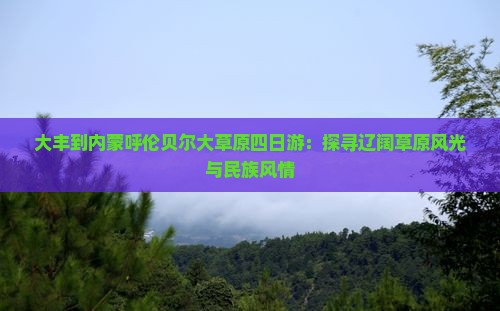 大丰到内蒙呼伦贝尔大草原四日游：探寻辽阔草原风光与民族风情