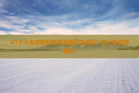 #1个人去德宏到内蒙五当召咋规划？求大佬支招解忧！