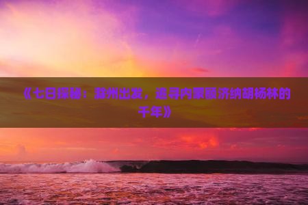 《七日探秘：滁州出发，追寻内蒙额济纳胡杨林的千年》
