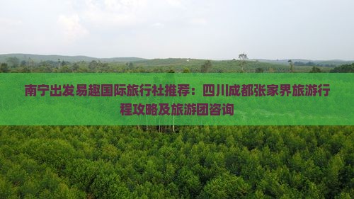 南宁出发易趣国际旅行社推荐：四川成都张家界旅游行程攻略及旅游团咨询