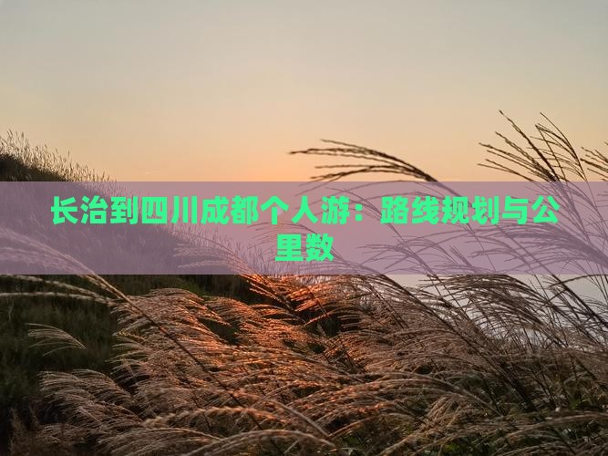 长治到四川成都个人游：路线规划与公里数