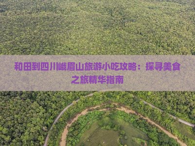 和田到四川峨眉山旅游小吃攻略：探寻美食之旅精华指南
