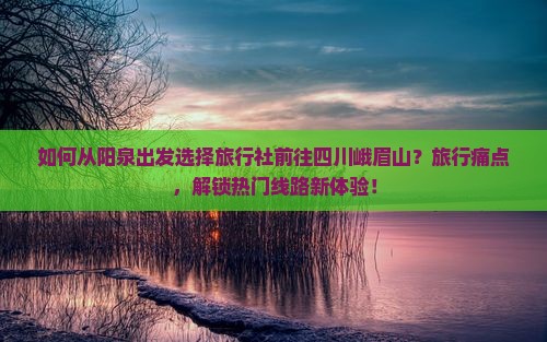如何从阳泉出发选择旅行社前往四川峨眉山？旅行痛点，解锁热门线路新体验！
