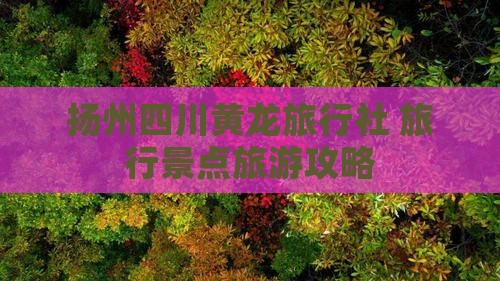 扬州去四川黄龙旅行社
