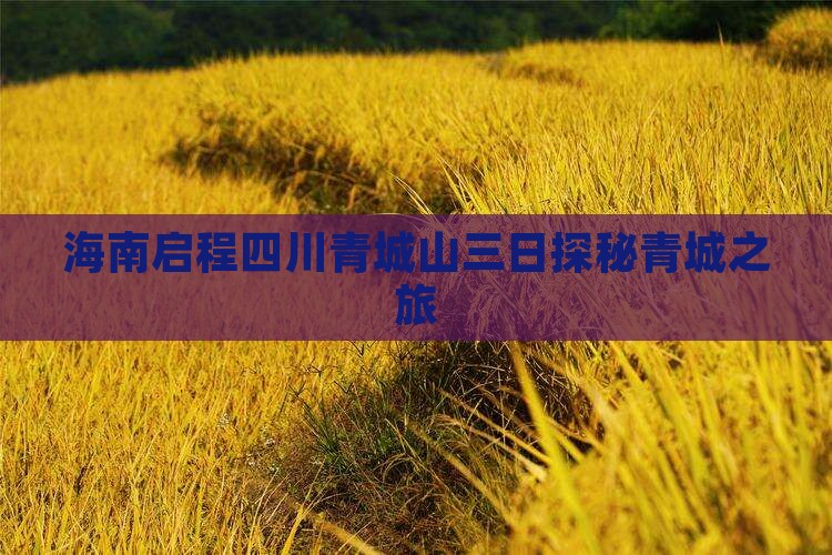 海南启程四川青城山三日探秘青城之旅